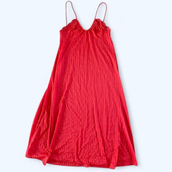 Vintage Full Length 70s 80s Silky Red Slip Dress Lingerie Nightgown Komar S - Picture 3 of 5